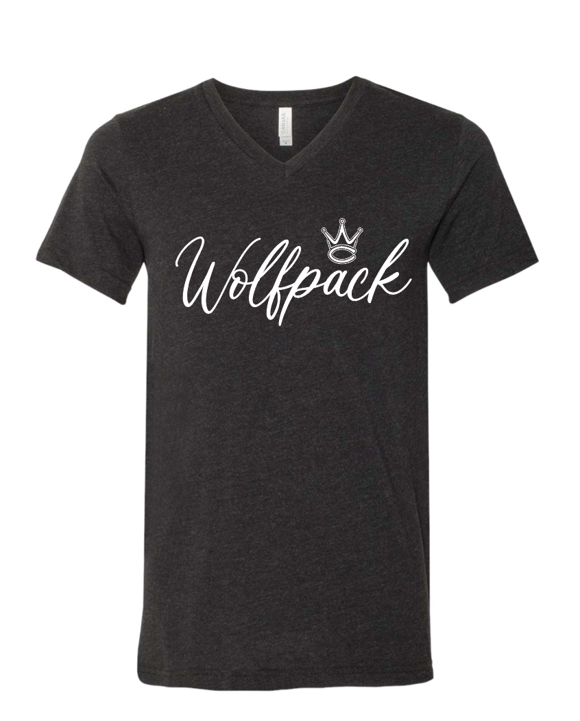 WOLFPACK SCRIPT ADULT BELLA+CANVAS V-NECK TEE | WP