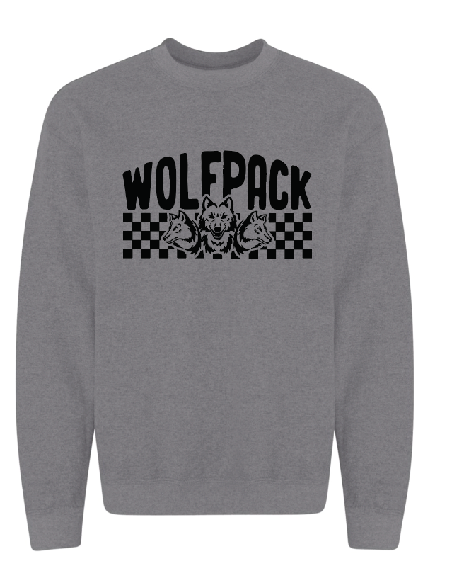CHECKERED WOLFPACK YOUTH/ADULT Gildan Crewneck Sweatshirt | CW