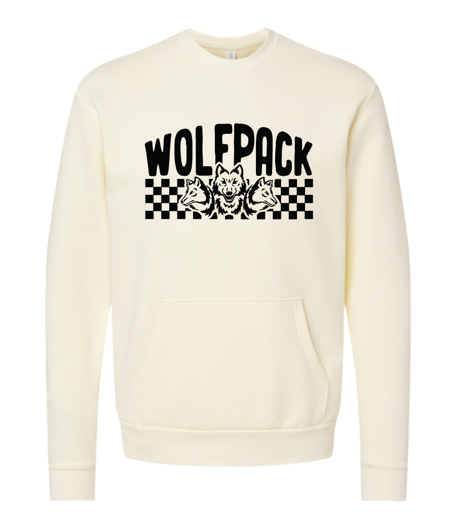 CHECKERED WOLFPACK ADULT NEXT LEVEL Pocket Crewneck | CW