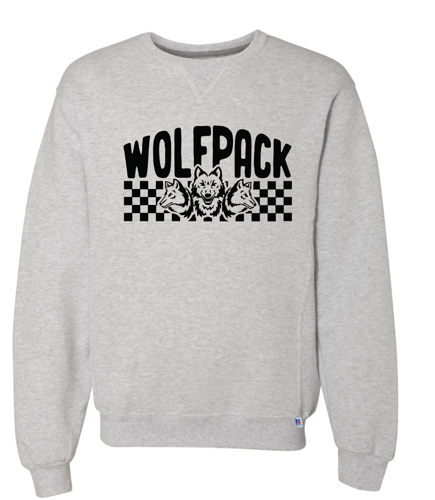 CHECKERED WOLFPACK ADULT RUSSELL Dri-Power Crewneck Sweatshirt | CW