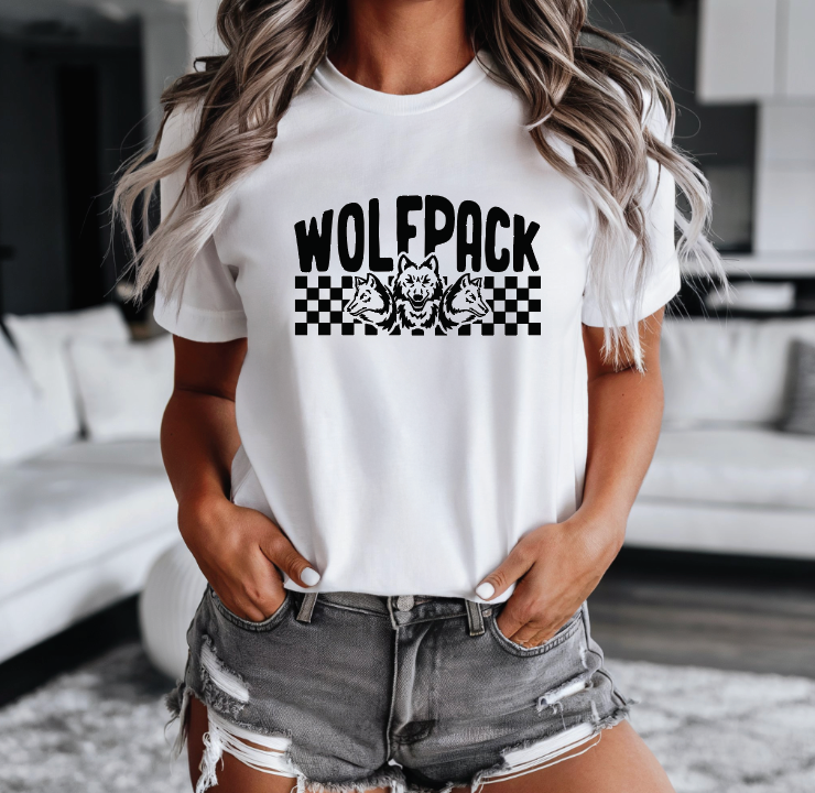 CHECKERED WOLFPACK ADULT BELLA Short Sleeve Tee | CW