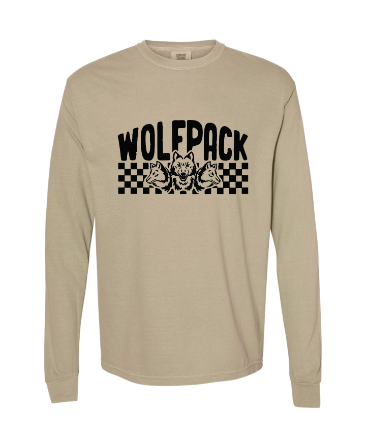 CHECKERED WOLFPACK ADULT COMFORT COLORS Long Sleeve | CW