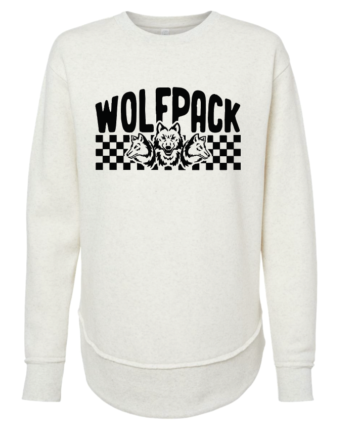 CHECKERED WOLFPACK WOMENS LAT Crewneck | CW