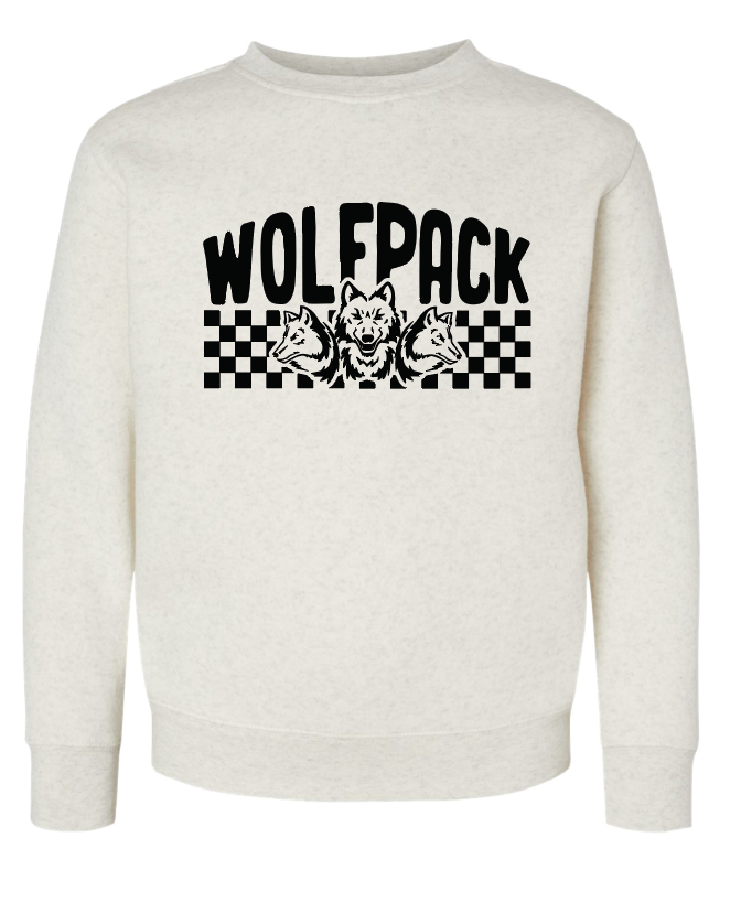 CHECKERED WOLFPACK TODDLER/YOUTH LAT CREWNECK | CW