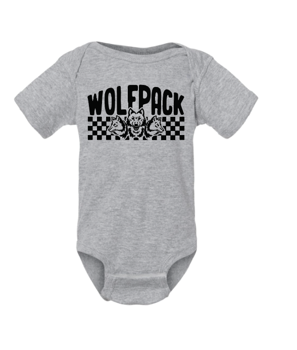 CHECKERED WOLFPACK INFANT RABBIT SKINS BODYSUIT | CW