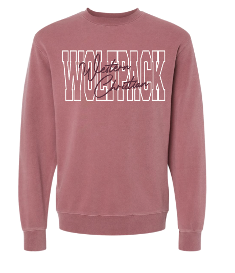 WC WOLFPACK ADULT INDEPENDENT CREWNECK BLOCK + SCRIPT