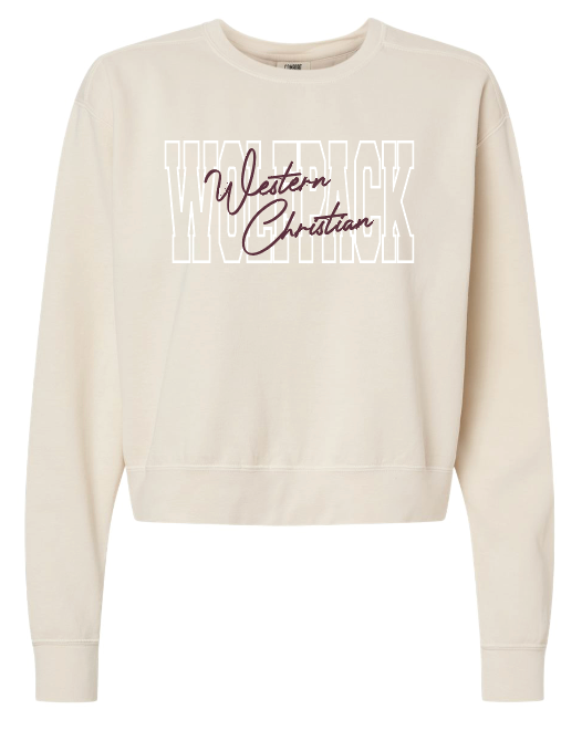 WC ADULT COMFORT COLORS MID LENGTH CROP SWEATSHIRT BLOCK