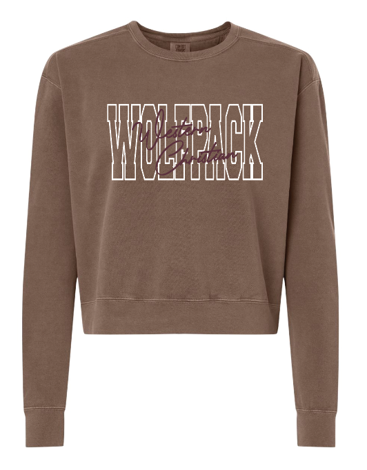 WC ADULT COMFORT COLORS MID LENGTH CROP SWEATSHIRT BLOCK