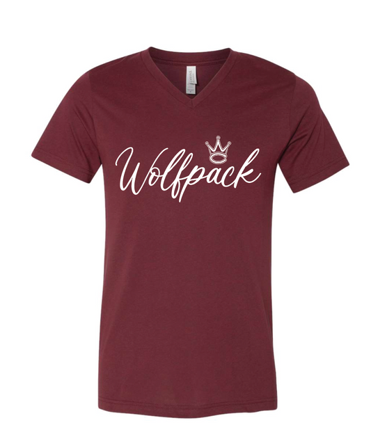 WOLFPACK SCRIPT ADULT BELLA+CANVAS V-NECK TEE | WP