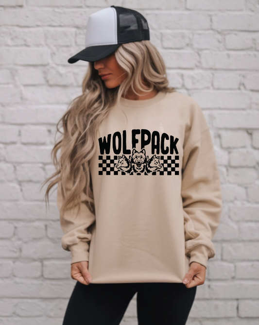 CHECKERED WOLFPACK YOUTH/ADULT Gildan Crewneck Sweatshirt | CW