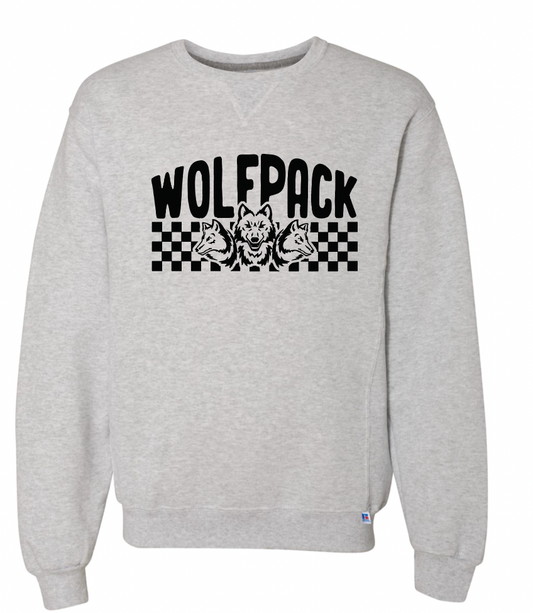 CHECKERED WOLFPACK ADULT RUSSELL Dri-Power Crewneck Sweatshirt | CW