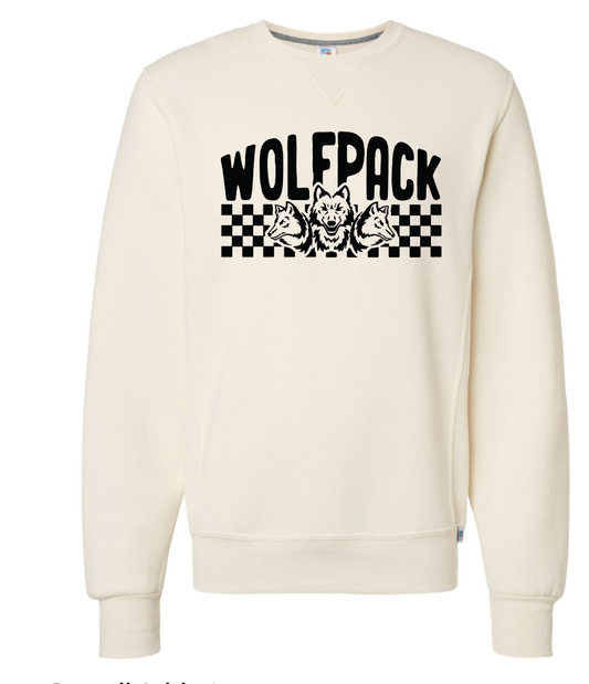 CHECKERED WOLFPACK ADULT RUSSELL Dri-Power Crewneck Sweatshirt | CW