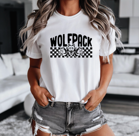 CHECKERED WOLFPACK ADULT BELLA Short Sleeve Tee | CW