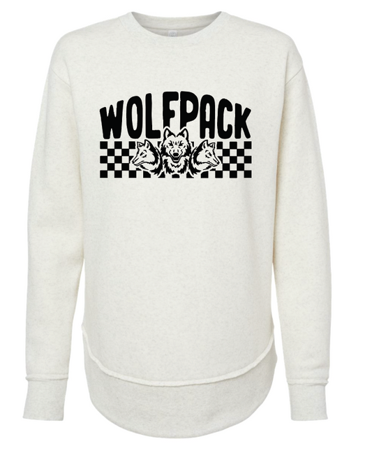 CHECKERED WOLFPACK  WOMENS LAT Crewneck | CW