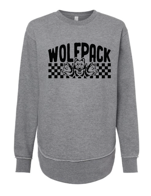 CHECKERED WOLFPACK  WOMENS LAT Crewneck | CW