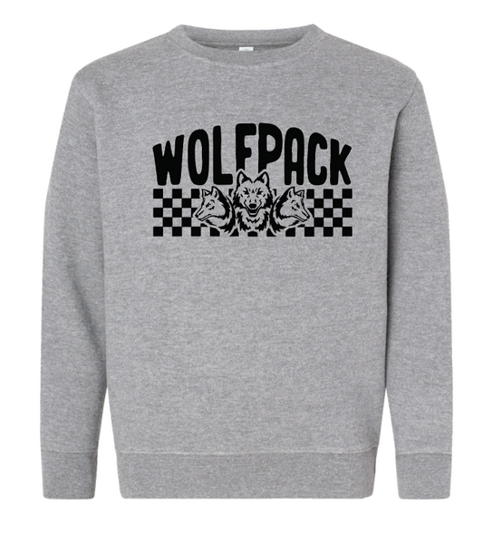 CHECKERED WOLFPACK TODDLER/YOUTH LAT CREWNECK | CW