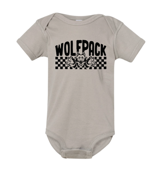CHECKERED WOLFPACK INFANT RABBIT SKINS BODYSUIT | CW