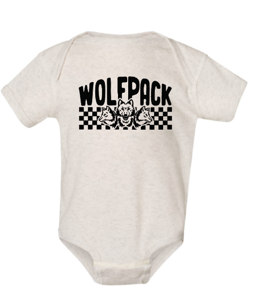 CHECKERED WOLFPACK INFANT RABBIT SKINS BODYSUIT | CW